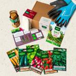 Kit de jardinage - Coffret mon premier potager + Gants de jardinage bleu - XXS (Taille 5) - face recto